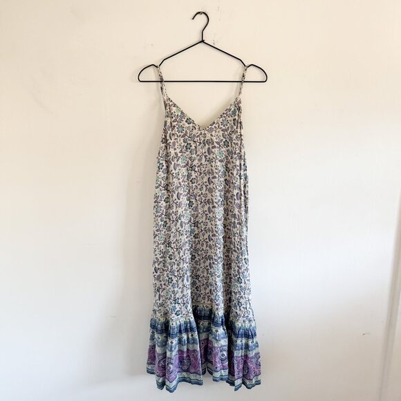 Spell & The Gypsy Purple Blue Floral Midi Dahlia Dress M - Picture 2 of 7